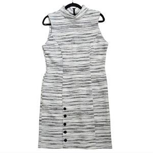 Nwt Sharagano Monochrome Striped Midi Dress Size 12